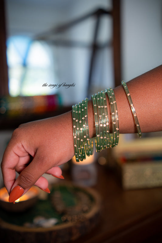 "Pastel Green" Stone Glass Bangles