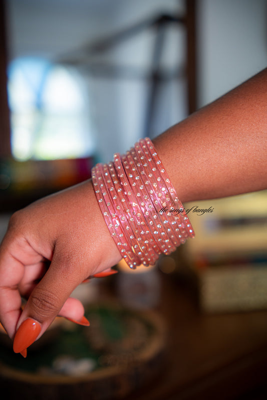"PASTEL PINK" Stone Glass Bangles