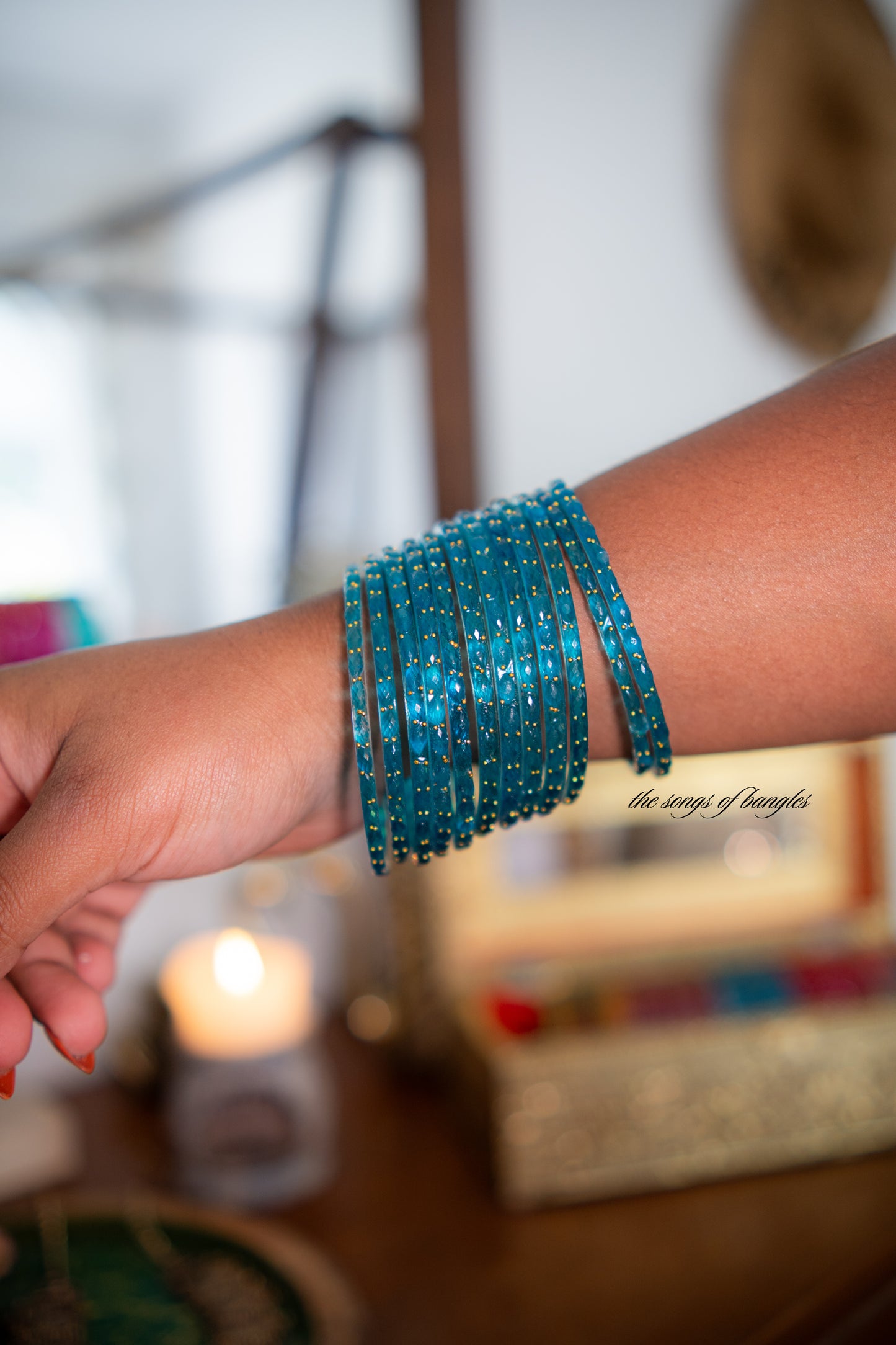 "Sky" Golddrop Glass Bangles