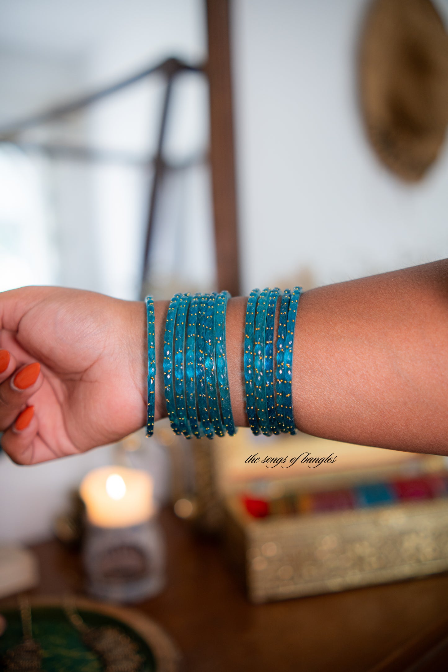 "Sky" Golddrop Glass Bangles