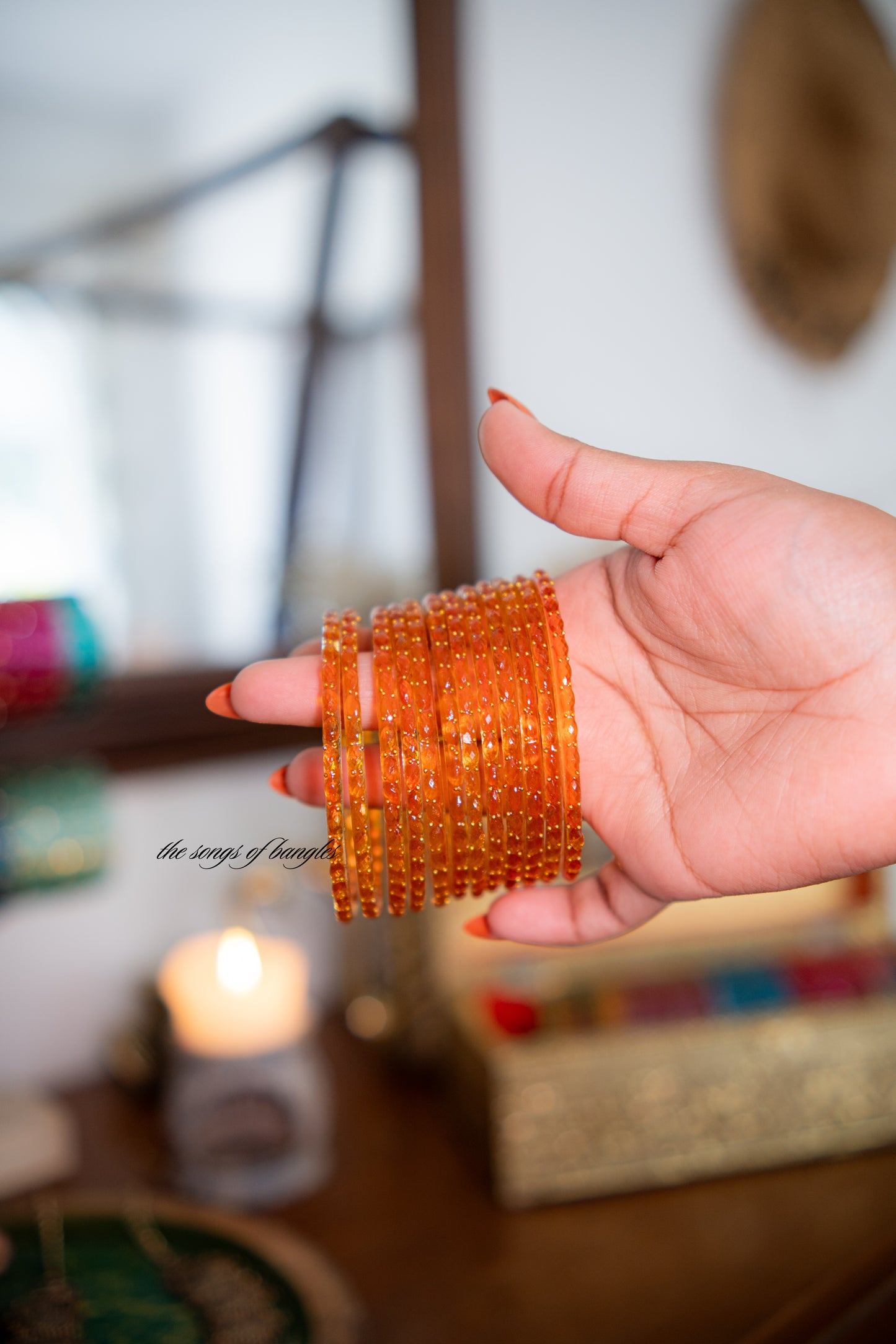 "Orange" Golddrop Glass Bangles
