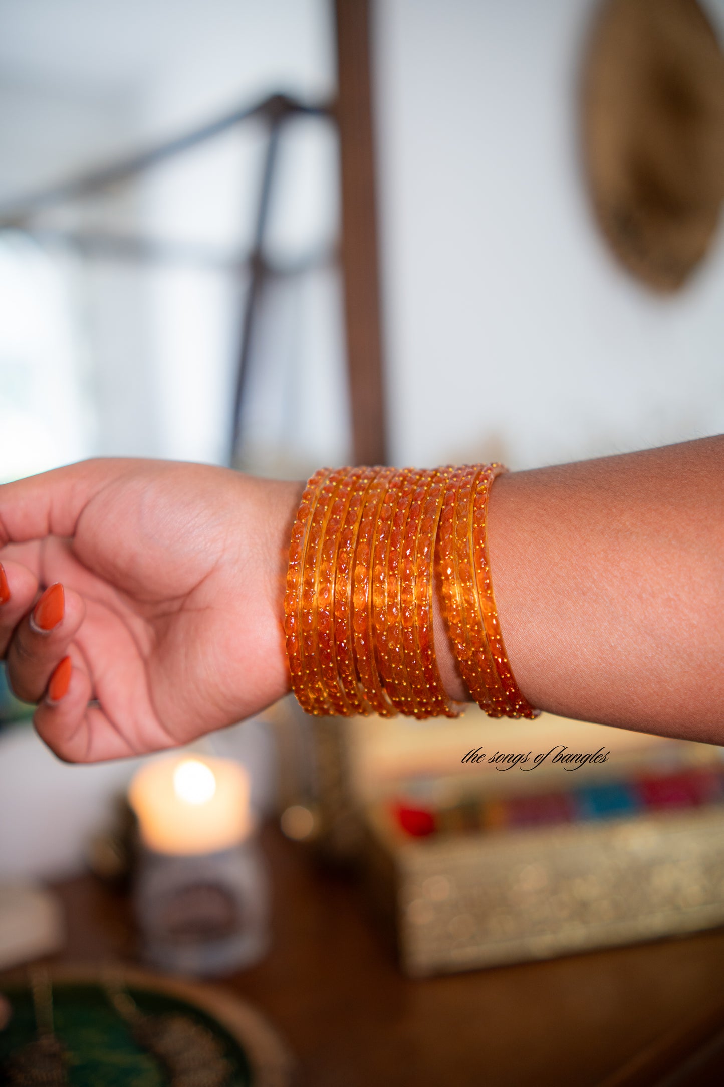 "Orange" Golddrop Glass Bangles