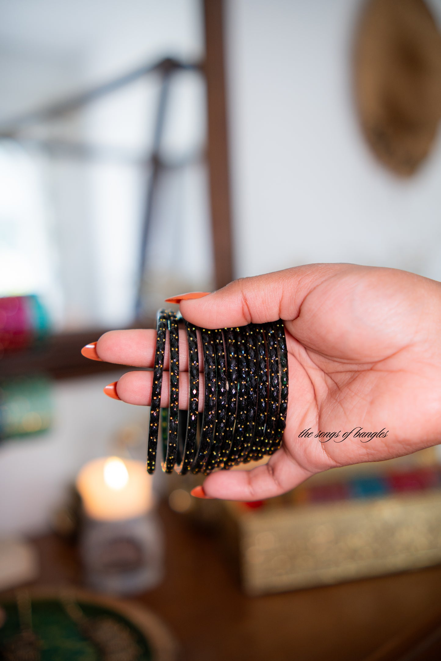 "Black" Golddrop Glass Bangles