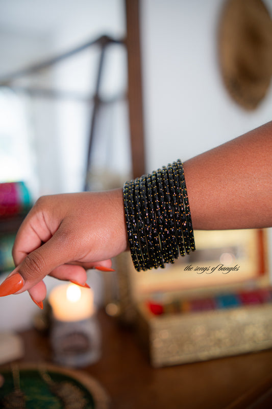 "Black" Golddrop Glass Bangles