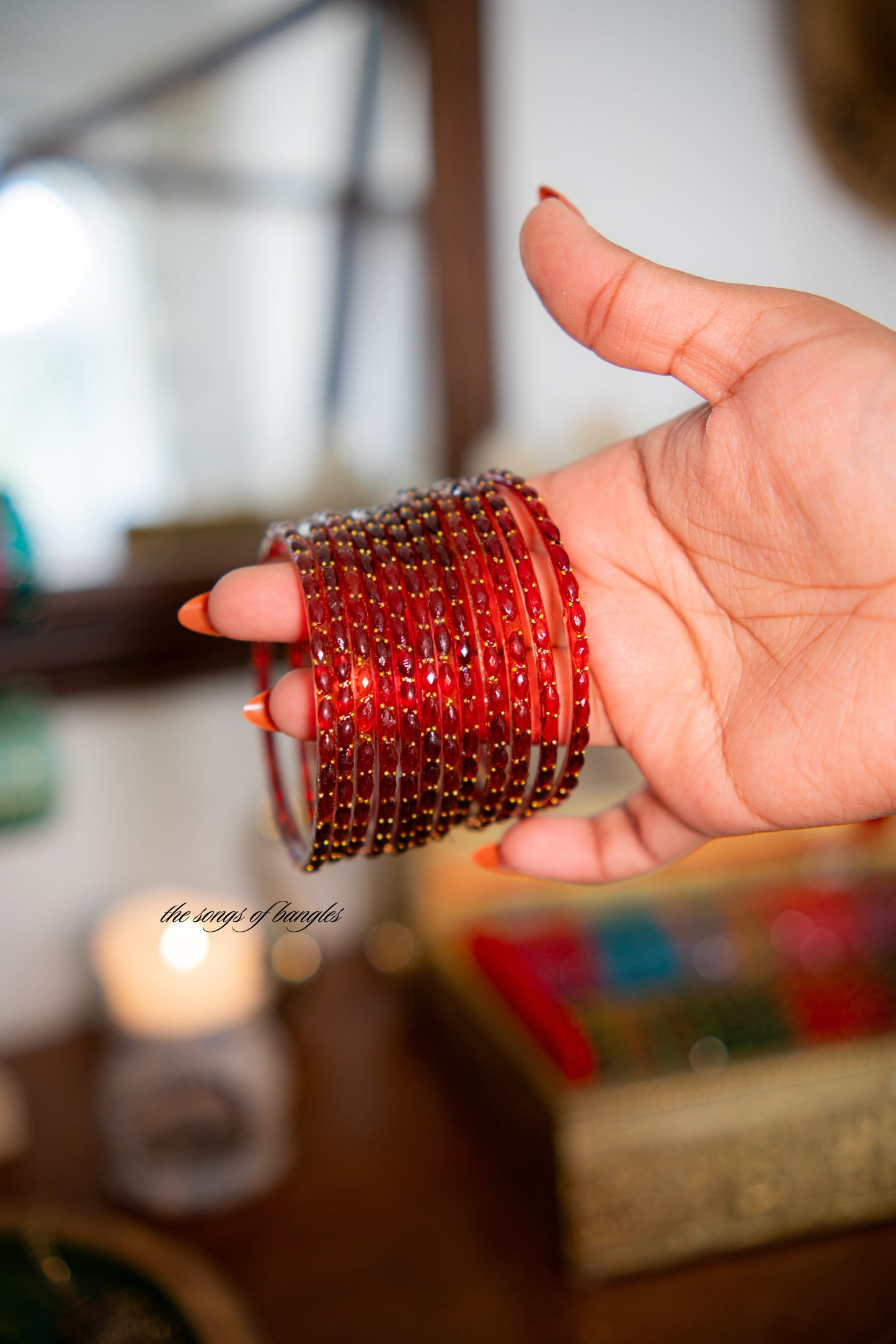 "Mehroon" Golddrop Glass Bangles