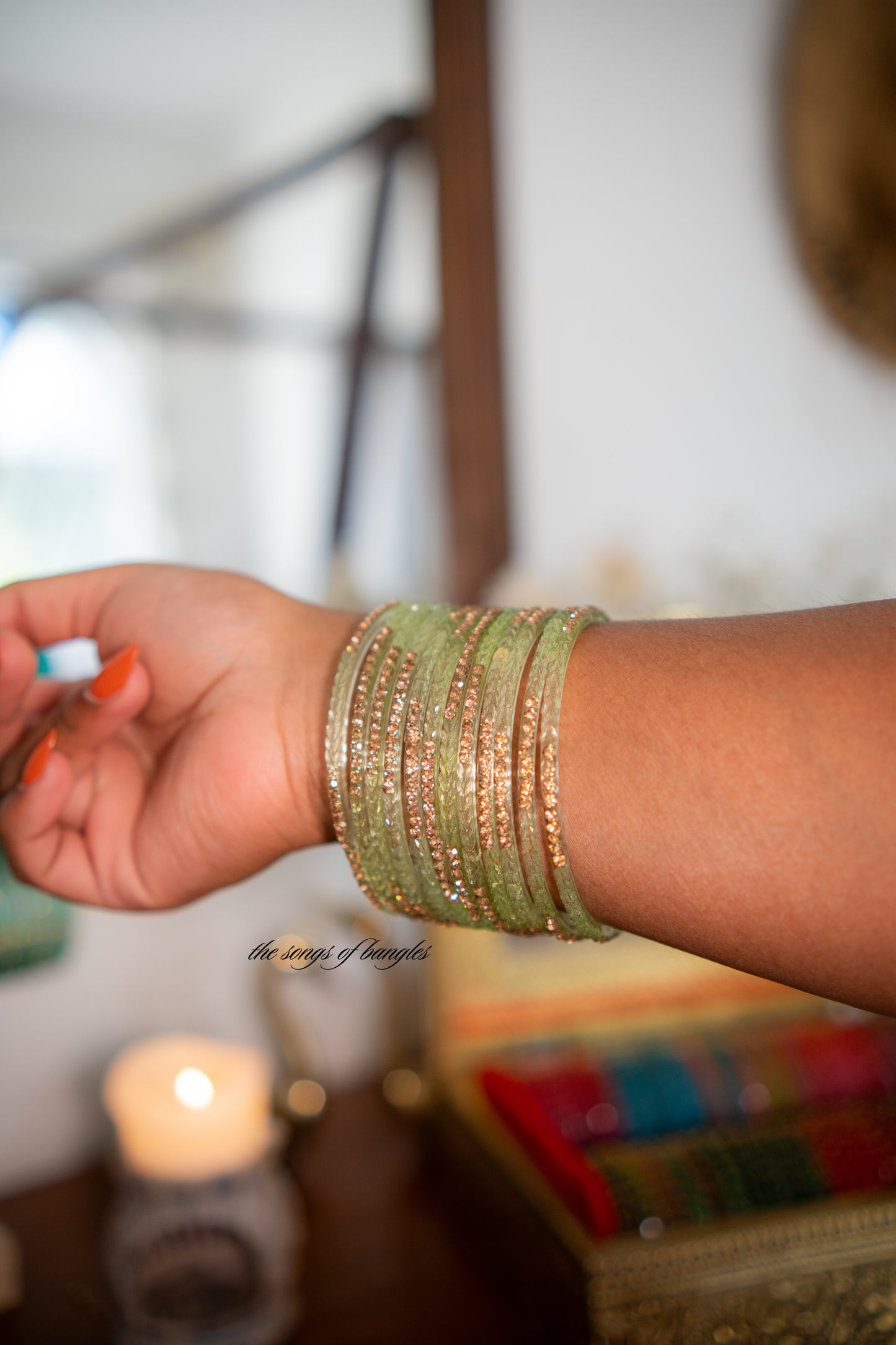 "Pista" Stone Studded Glass Bangles