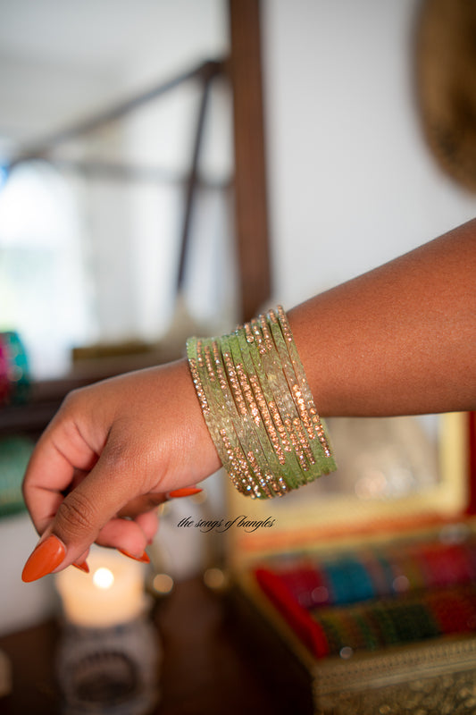 "Pista" Stone Studded Glass Bangles