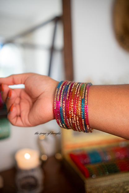 "Rainbow" Stone Studded Glass Bangles