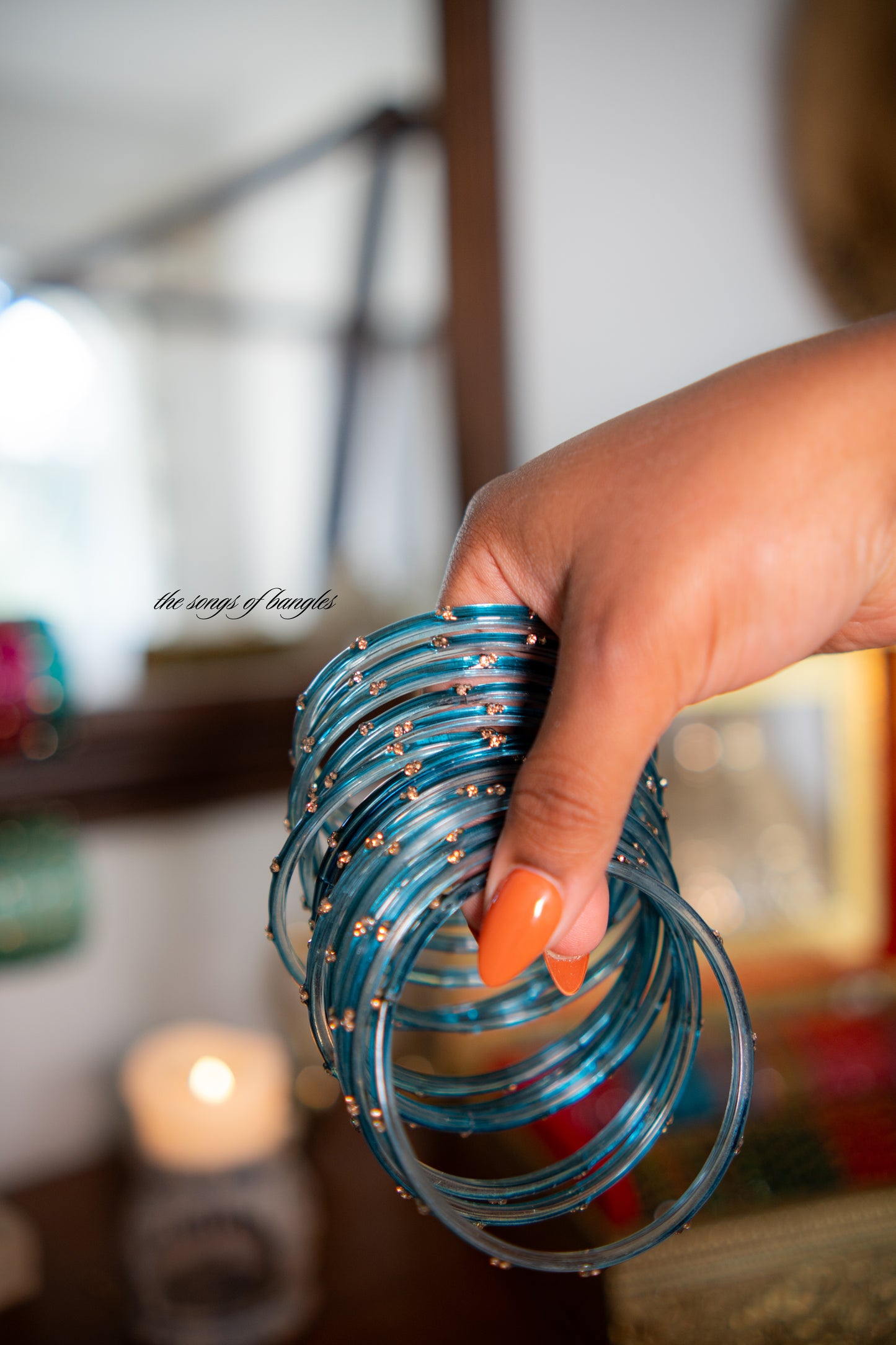 "Deep Waters" 3 Stone Glass Bangles