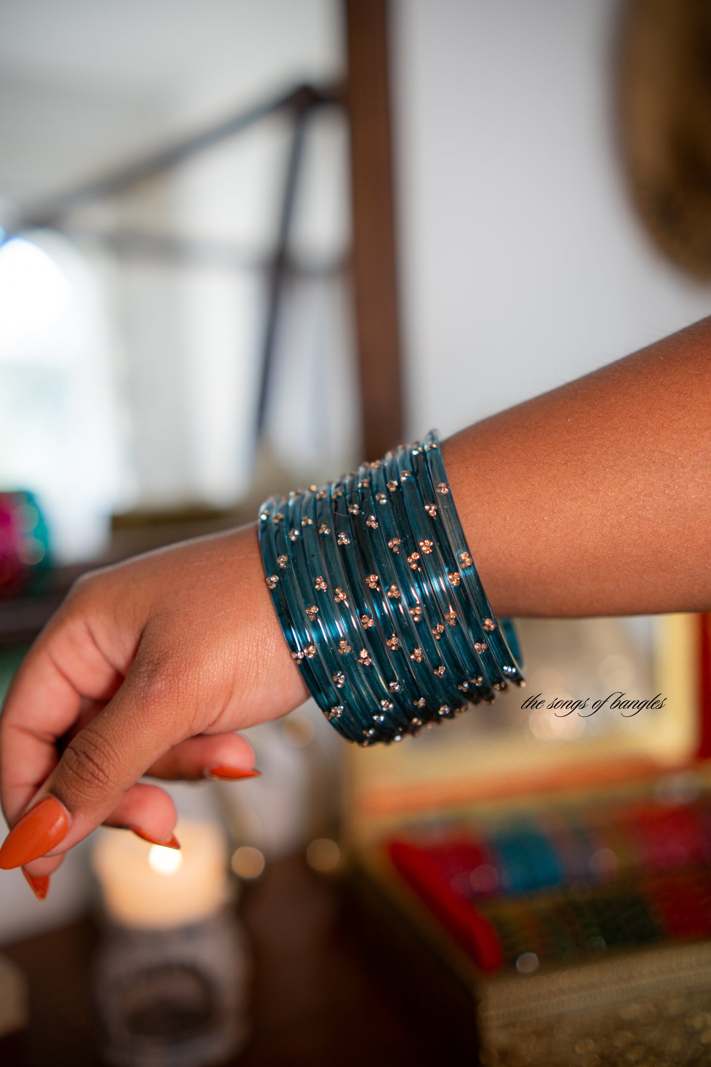 "Deep Waters" 3 Stone Glass Bangles