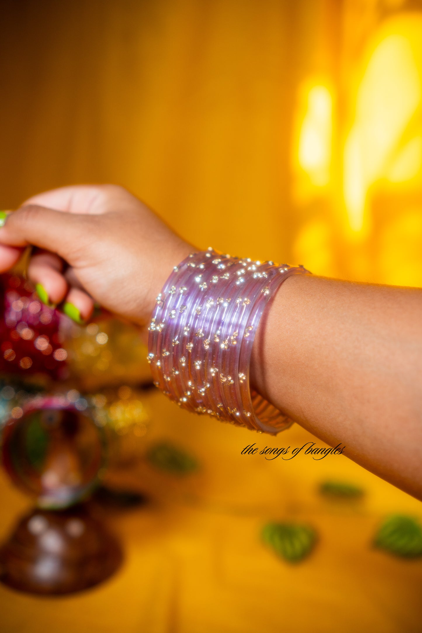 "Lavender Lily" 3 Stone Glass Bangles