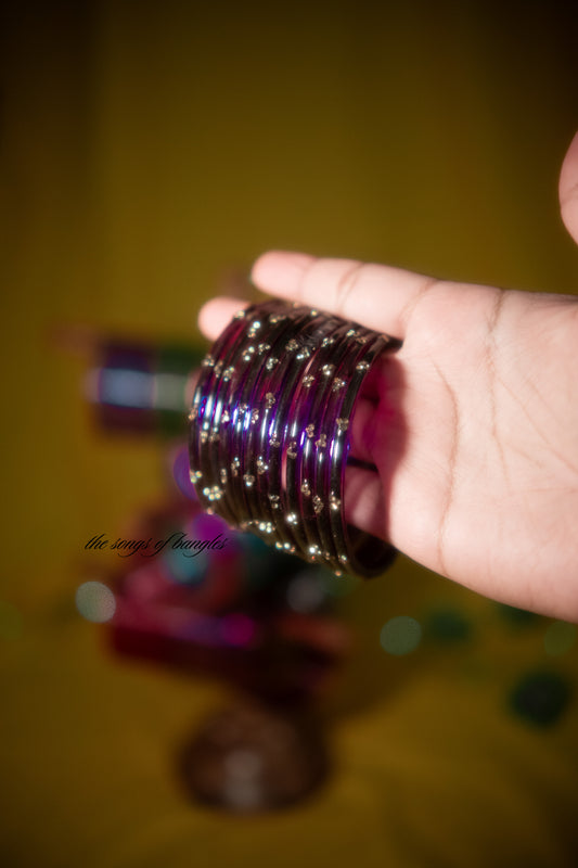 "Dark Wine" 3 Stone Glass Bangles