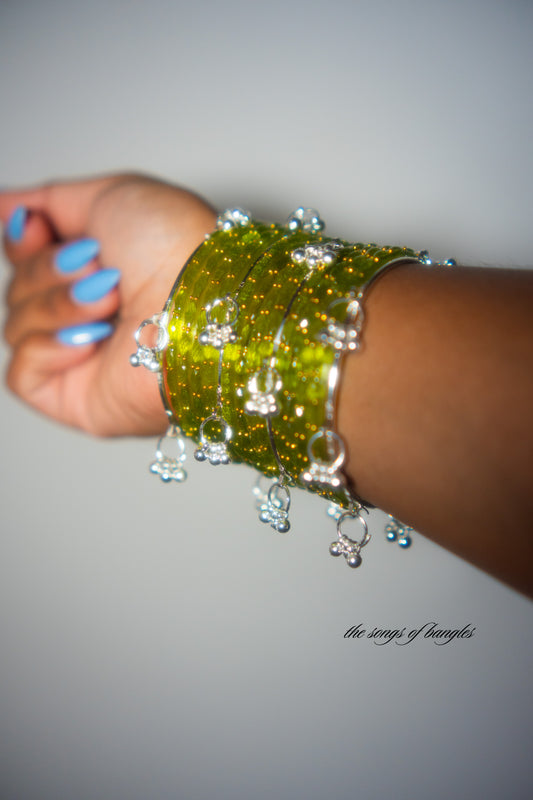 Silver Ghungroo Bangles - (Pack of 4) [Please Note: No glass bangles included]