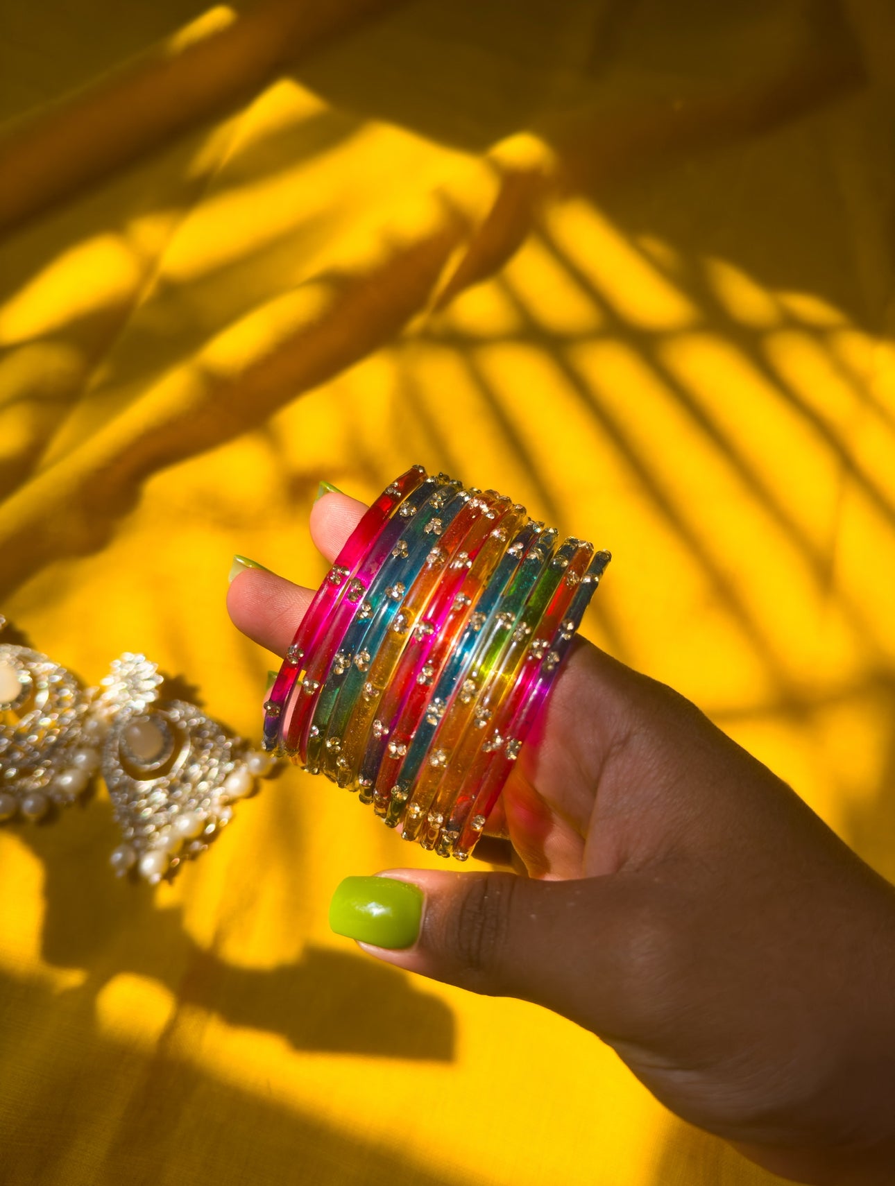 "Deep Candy" 3 Stone Glass Bangles