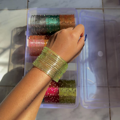 "Morning Dew" 3 Stone Glass Bangles