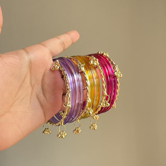 Twisted Ghungroo Bangles - (Pack of 4) [Please Note: No glass bangles included]